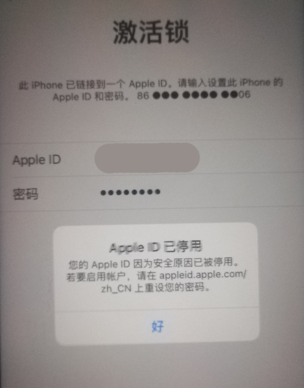 醴陵苹果手机维修分享iPhone 12 出现提示“Apple ID 已停用”怎么办 